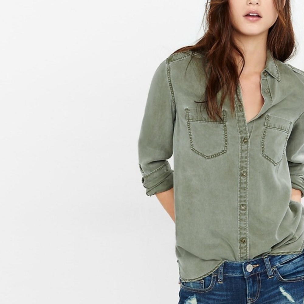 Express Silky Soft Twill Boyfriend Shirt